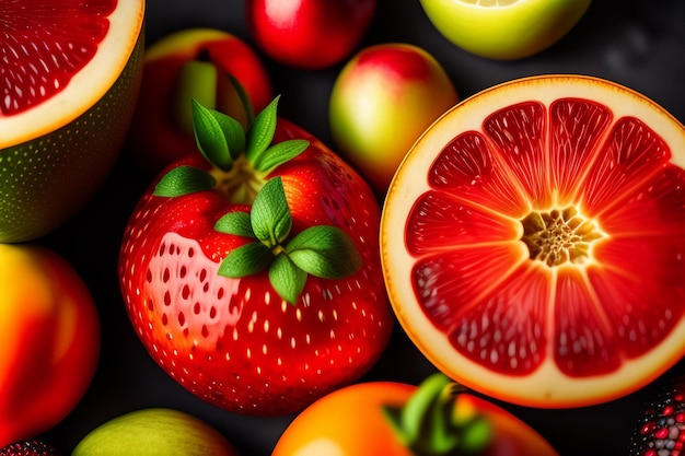 Food background Fruit pattern Tasty food illustration generated Ai