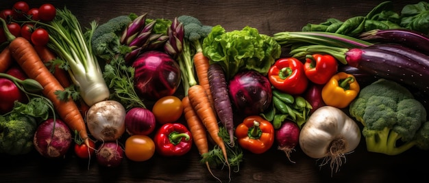 Food background with assortment of fresh organic vegetables