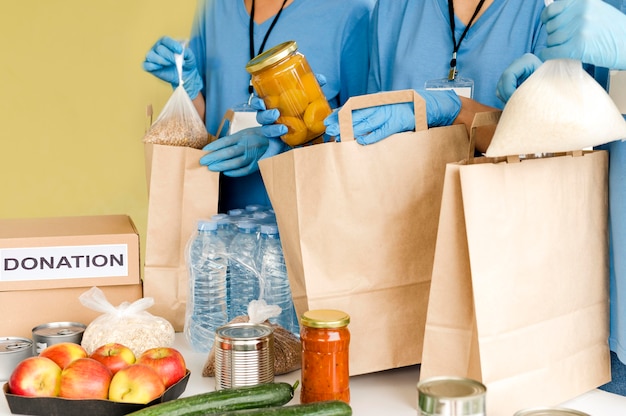 Food bags prepared for donation