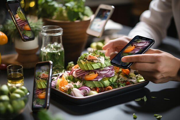 Food blogger filming the intricate process of preparing delicious meals for an engaging food blog