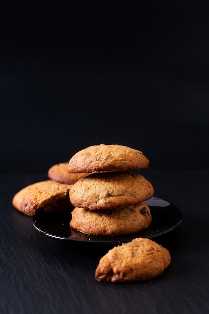 Food concept fresh bake Homemade organic Whole grains and wheat bran butter cookies with copy space