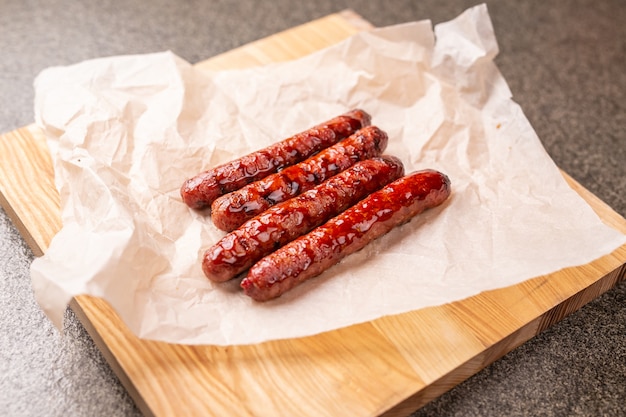 Food concept - Traditional horse meat sausage, top view