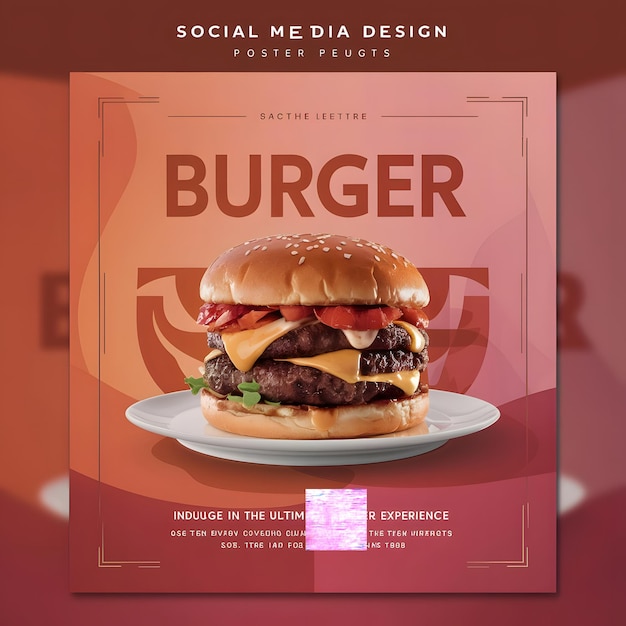 Photo food or culinary social media posts illustration vector with realistic burger and hot dog