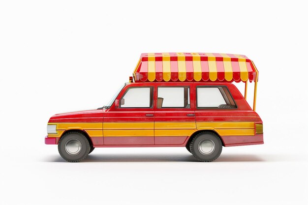 Food Delivery Car On White Background