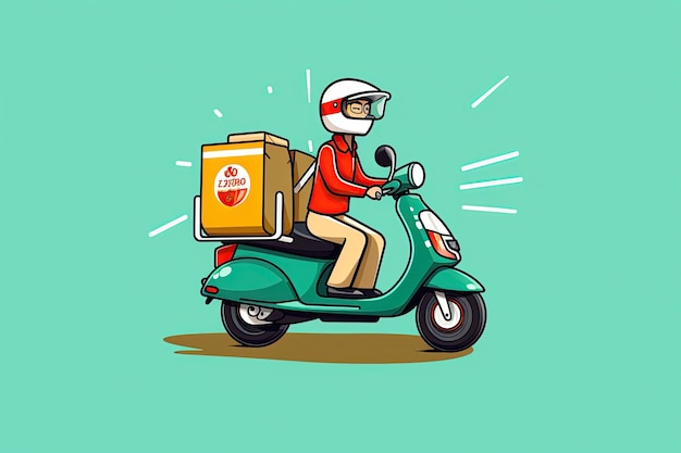 food delivery rider on their scooter carrying a bag of delicious food Generated with AI