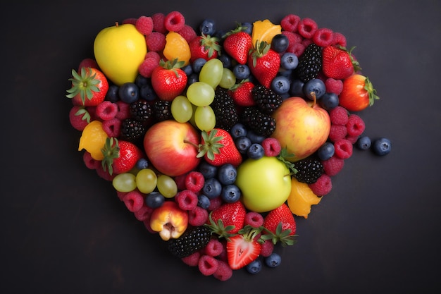 Food delivery service fresh fruits in shape of a heart ai generated