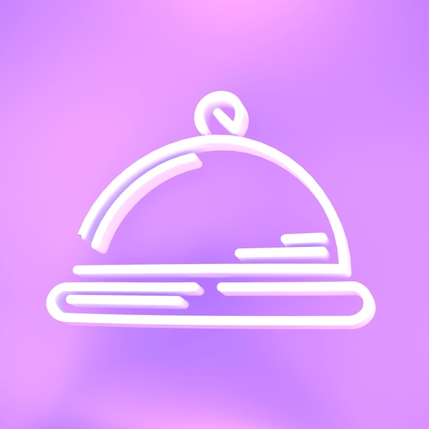 Food dish logo on a purple background. 3d render illustration.