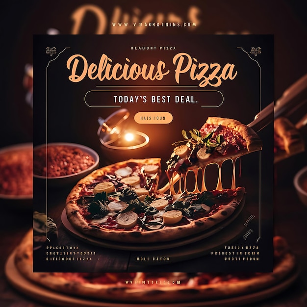 Photo food menu and delicious pizza social media banner template