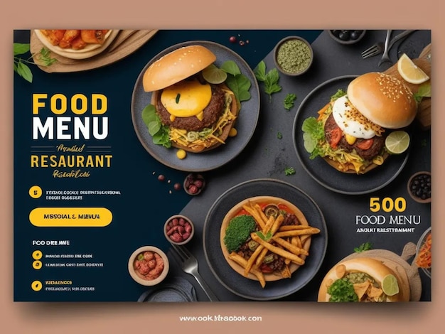 Photo food menu and restaurant cover template image ideas