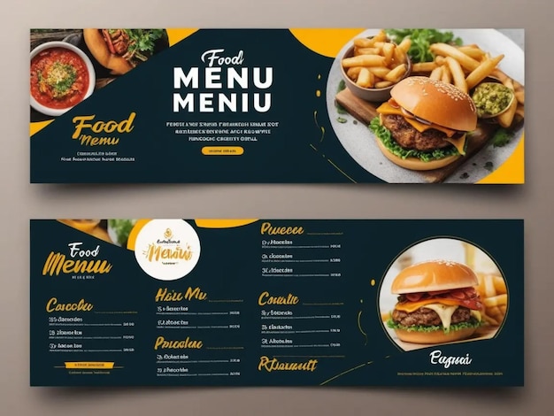 Photo food menu and restaurant cover template image ideas