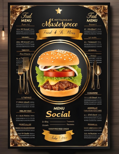 Food menu and restaurant social media menu for a restaurant called the menu for a menu of food