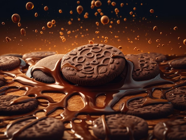 Food photography food posters chocolate cookie generative ai