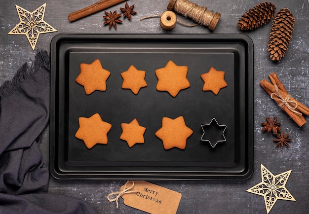 Food photography of gingerbread and stars