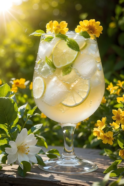 Food Photography of a Lemonade drink in crystal glasses