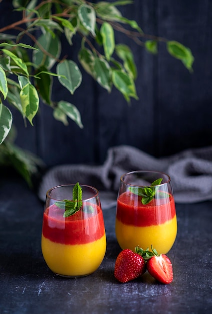 Food photography of mango smoothie