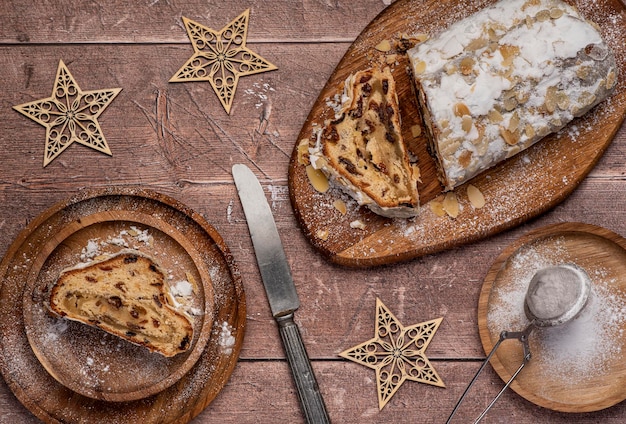 Food photography of marzipan stollen and stars