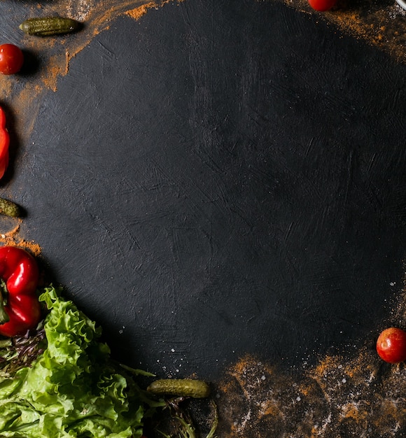 Food photography. organic vegetable and meat assortment background. healthy lifestyle concept