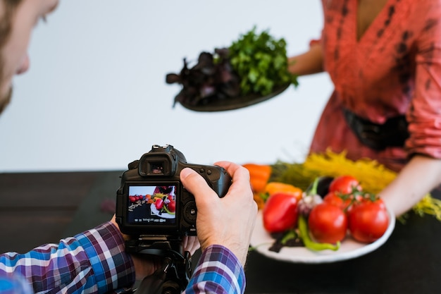 Food photography photo studio teamwork art blog concept