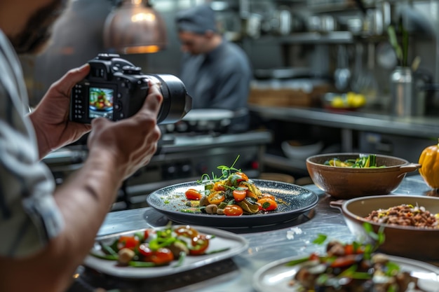 Photo food photography in a restaurant kitchen