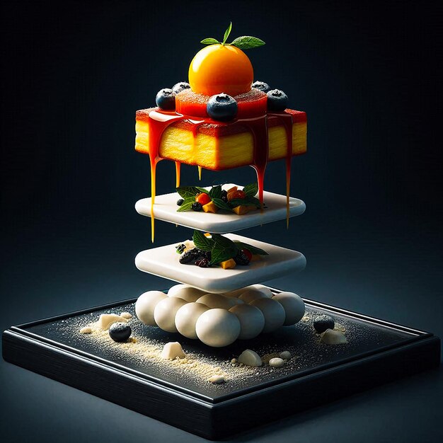 Photo food presentation gourmet dish generative ai