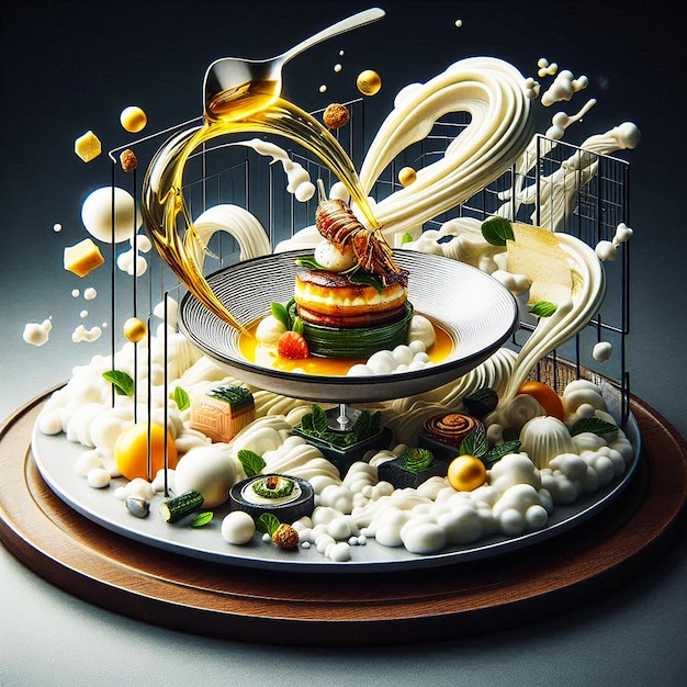 Photo food presentation gourmet dish generative ai