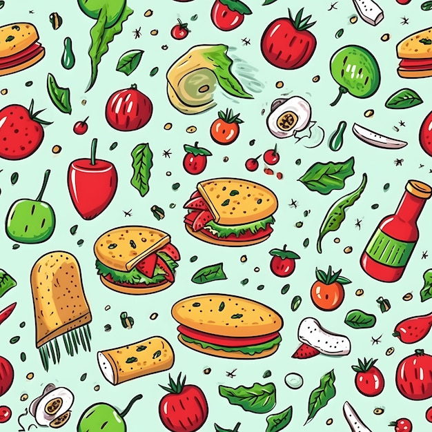 Photo food seamless pattern background