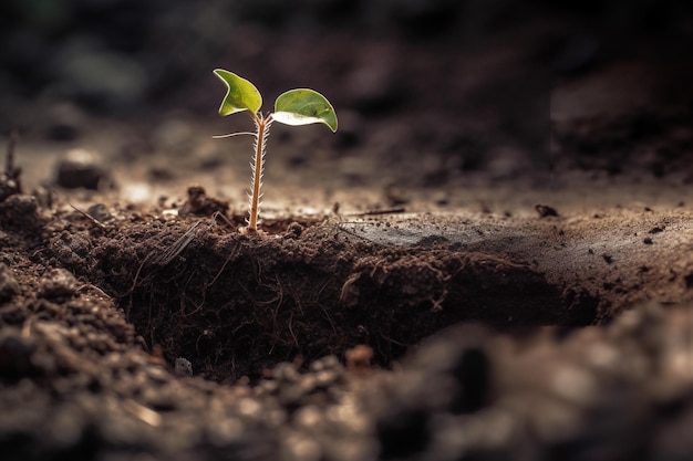 Food seed that emerges in the soil in search of light to grow Al generated