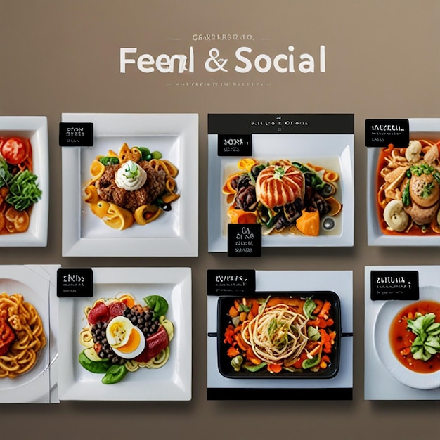 Photo food social media banner and instagram post template design