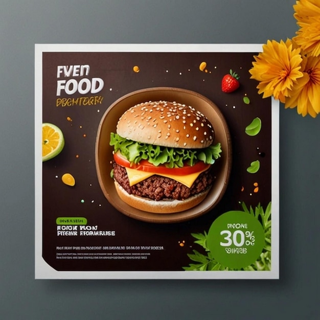 Photo food social media promotion and instagram banner post design template