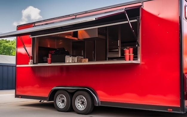 Photo food truck mock up with copy space for texy food cart concept