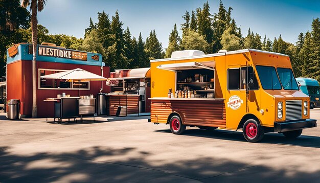 Photo food truck park on a sunny day