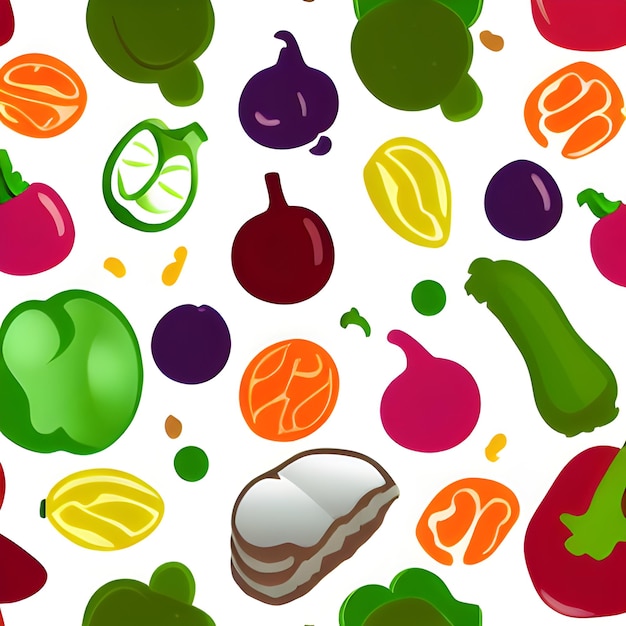 Food vegetable abstract pattern seamless random element vintage design wallpaper