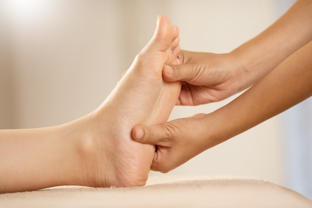 Foot Massage at the spa salon.