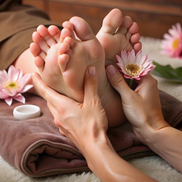 Foot Reflexology Massage Closeup