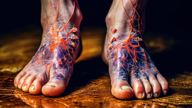 The foot of a woman with tattoos on it