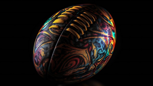 Football ball close up on black background sports