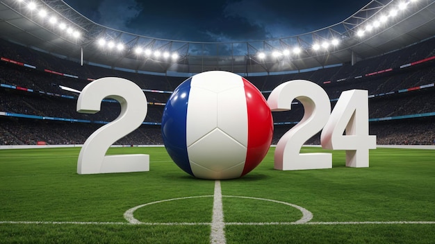 Football championship 2024 Soccer ball in the colors of the flag of France