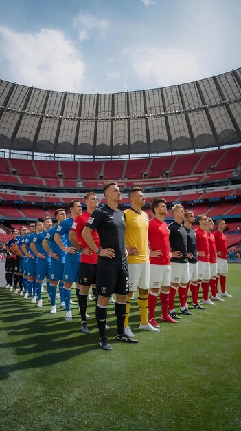 Football Championship Two Professional Soccer Teams ready for a Final Match