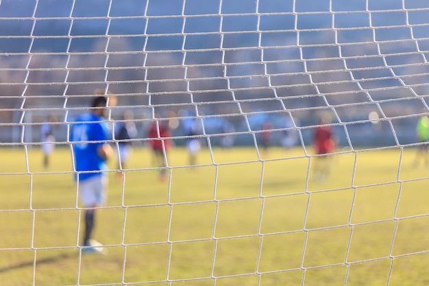 Football goal net close up