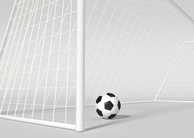 Football goal and soccer ball isolated on white background 3d render