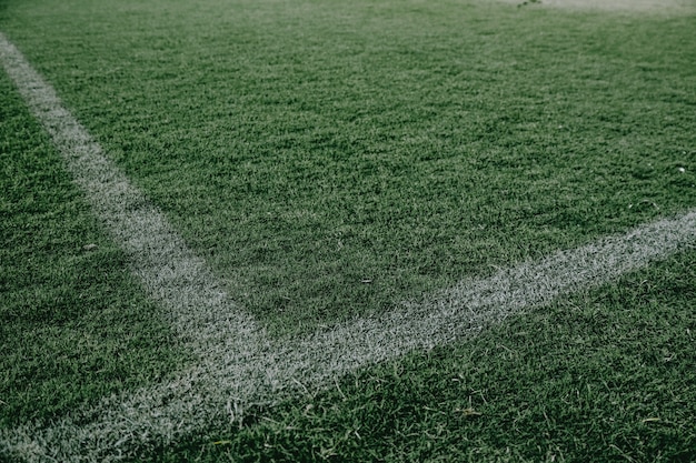 Football is played in green football field for football matches