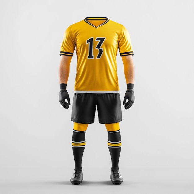 Photo football jersey pants mockup with boot and socks