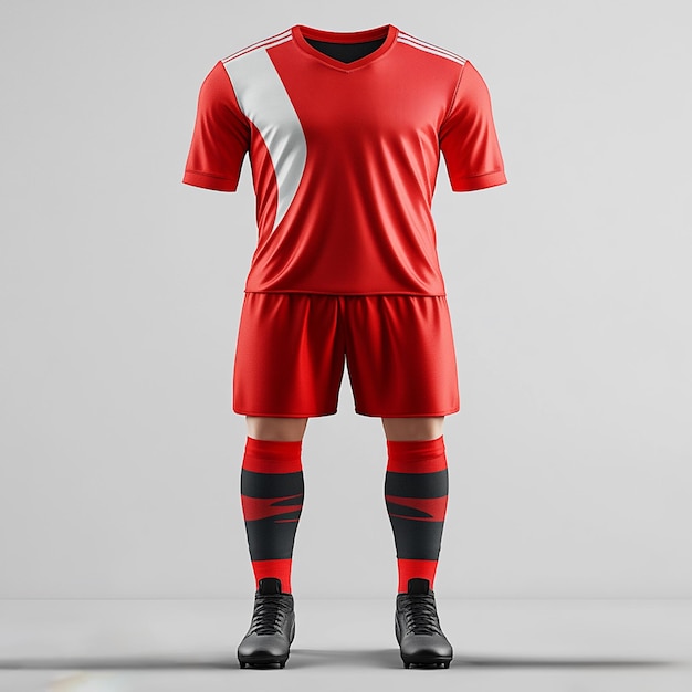 Photo football jersey pants mockup with boot and socks