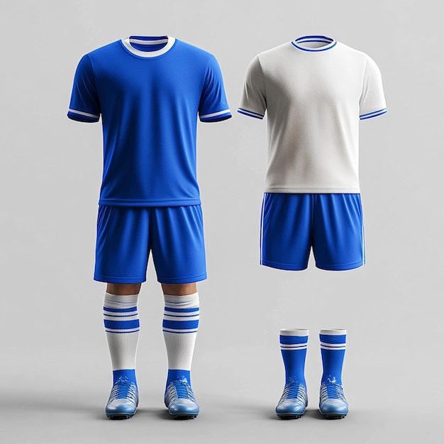 Photo football jersey pants mockup with boot and socks