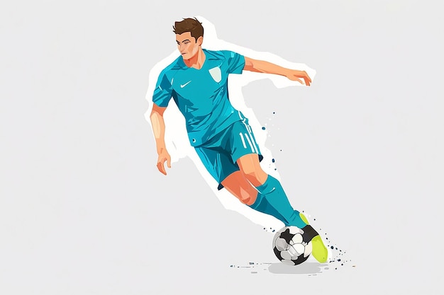 Photo football player dribbling the ball isolated on transparent background