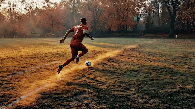 Football player training with agility drills