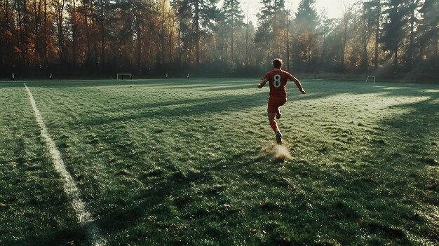 Football player training with agility drills