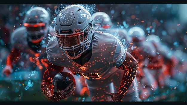 Photo a football player with a helmet and the number 8 on it