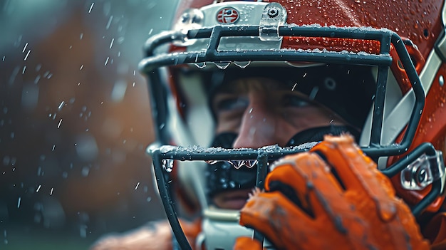 a football player with an orange helmet and an orange helmet