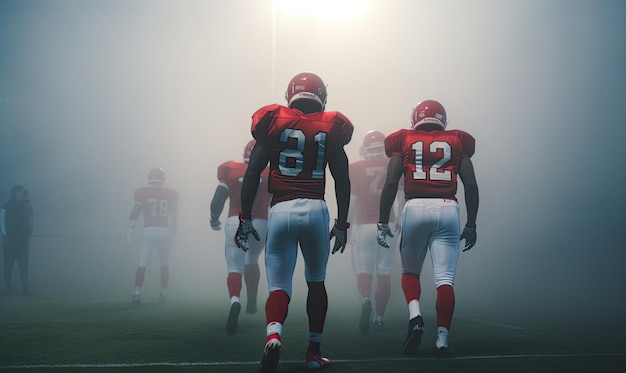 Football players running onto the gridiron Creating using generative AI tools